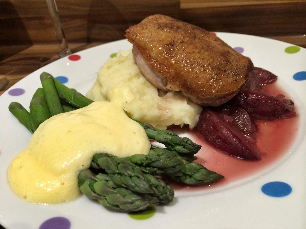 Crispy Duck with Plum Sauce and Mashed Potatoes