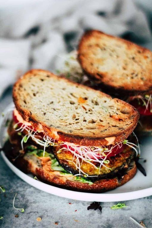 Crispy Eggplant BLT with Herb Aioli