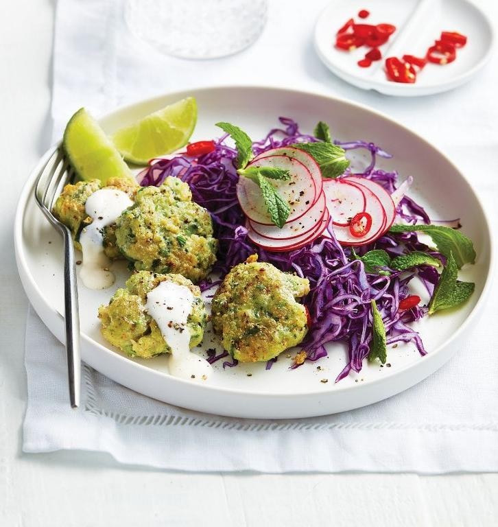 Crispy Fish Cakes with Cabbage Salad