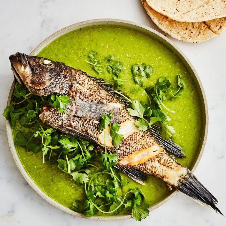 Crispy Fish with Tomatillo Lime Sauce