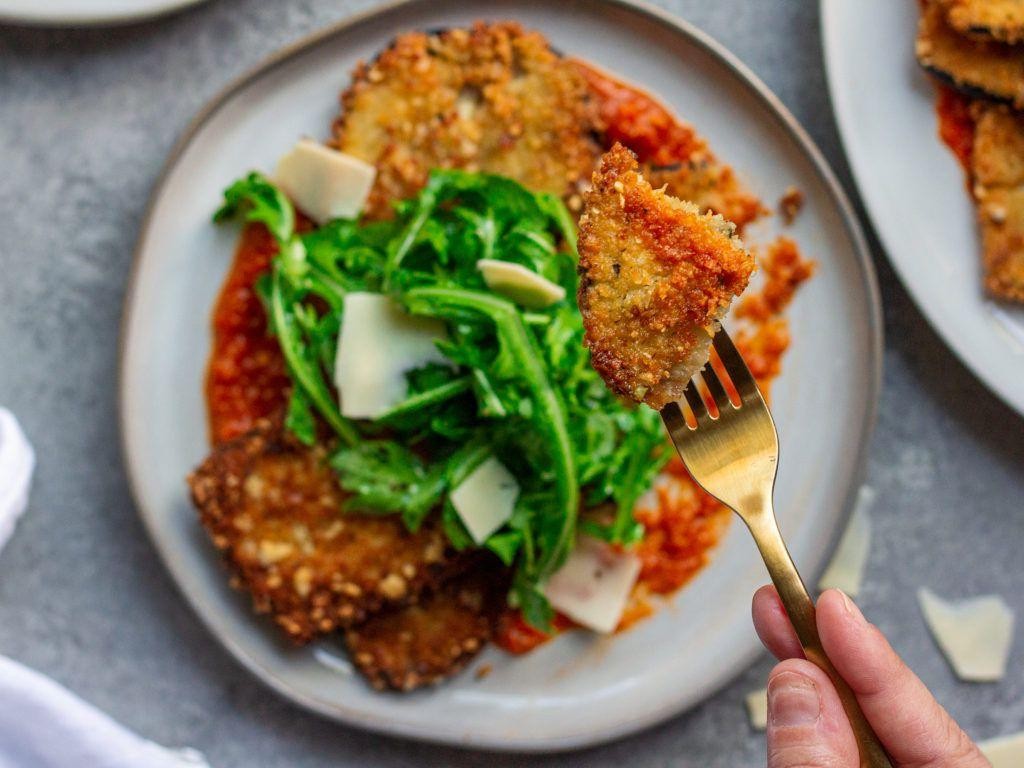 Crispy Parmesan Crusted Pan Fried Eggplant