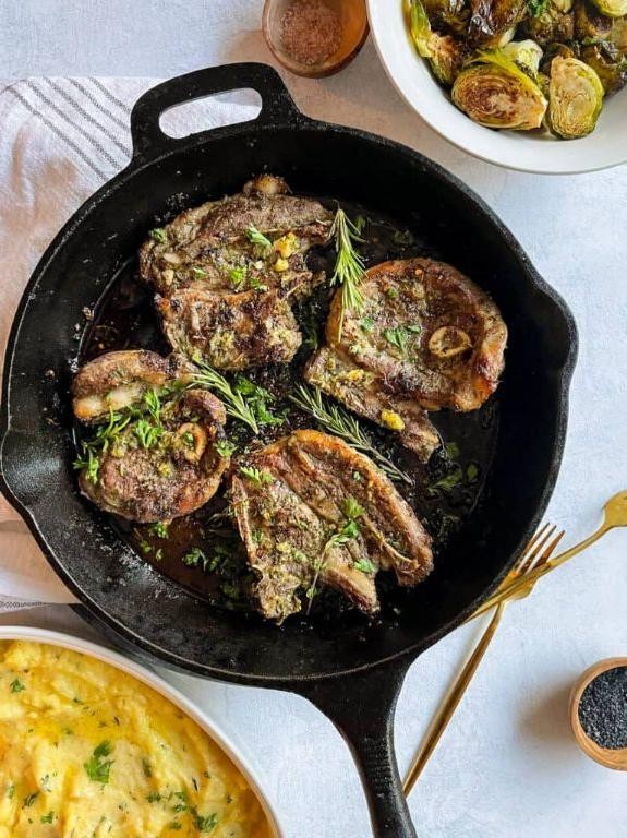 Crispy Skillet-Fried Lamb Shoulder Chops with Herbs
