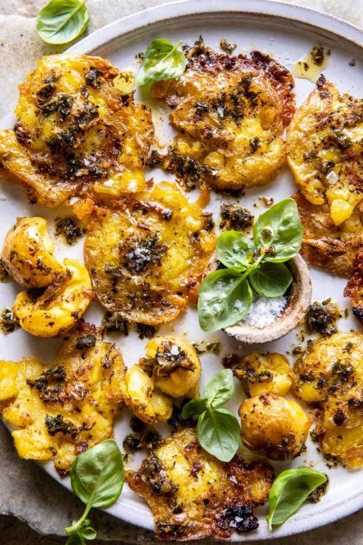 Crispy Smashed Potatoes with Garlic