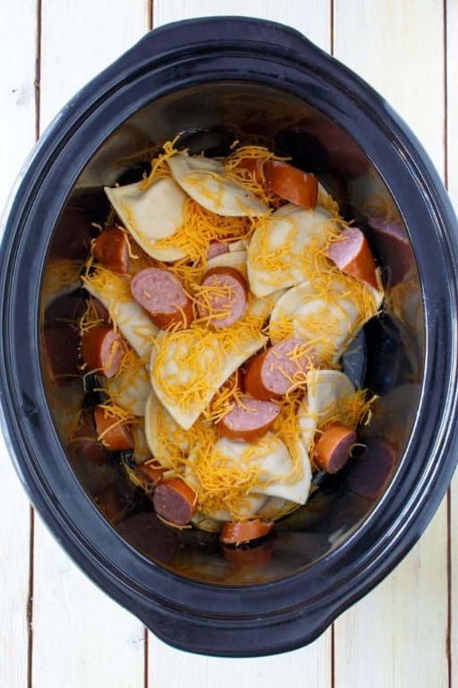 Crock Pot Pierogi and Polish Sausage Casserole