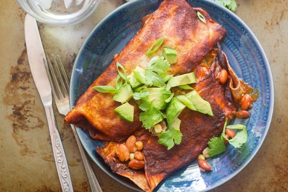 Crock Pot Pinto Bean and Spinach Enchiladas