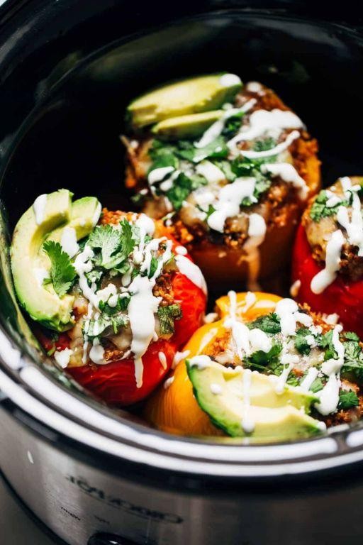 Crock Pot Quinoa Stuffed Bell Peppers
