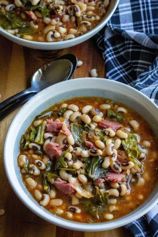 Crockpot Black-Eyed Peas and Collard Greens