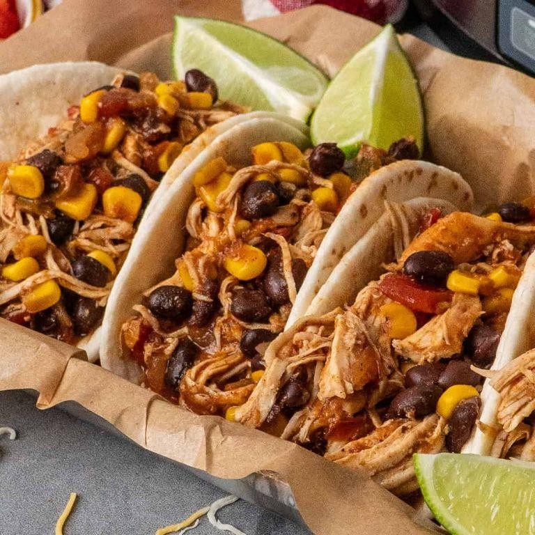 Crockpot Chicken Tacos with Black Bean Corn Salsa
