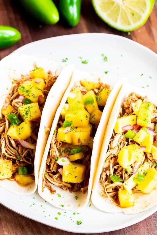 Crockpot Chicken Tacos with Mango Salsa