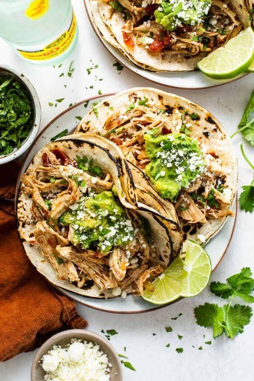 Crockpot Lemon Garlic Chicken Tacos
