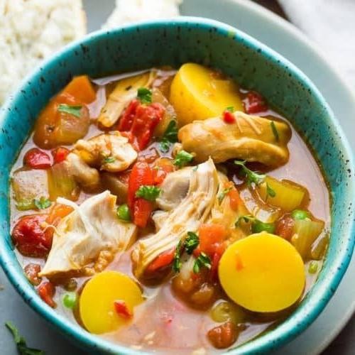 Crockpot Spanish Chicken Thighs with Peppers and Saffron