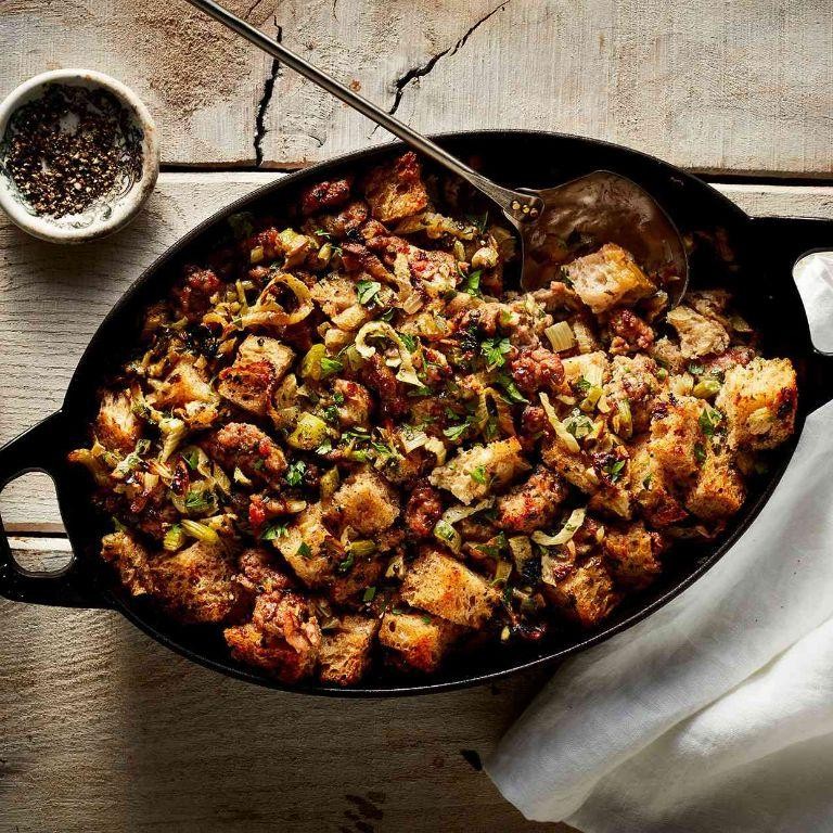 Crockpot Stuffing with Fennel and Italian Sausage