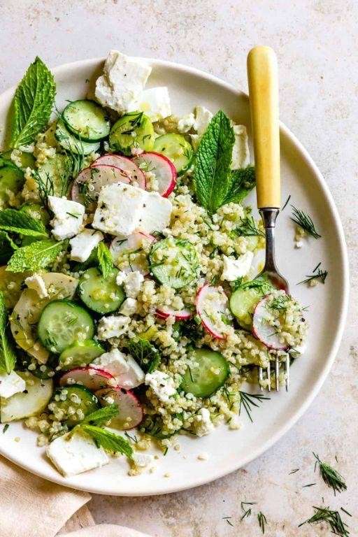 Cucumber Mint Quinoa and Feta Salad