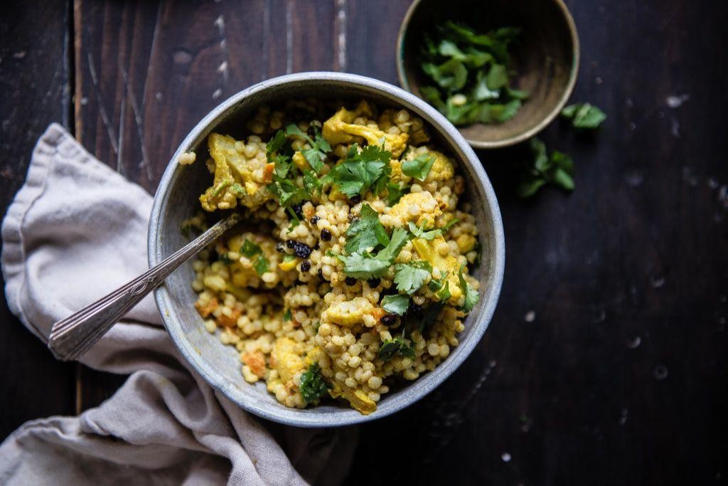 Curried Israeli Couscous with Roasted Cauliflower