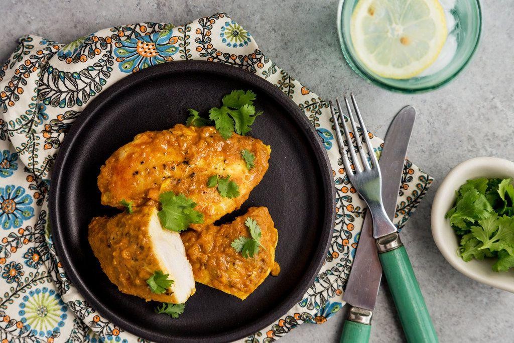 Curried Poached Chicken Breast with Mint
