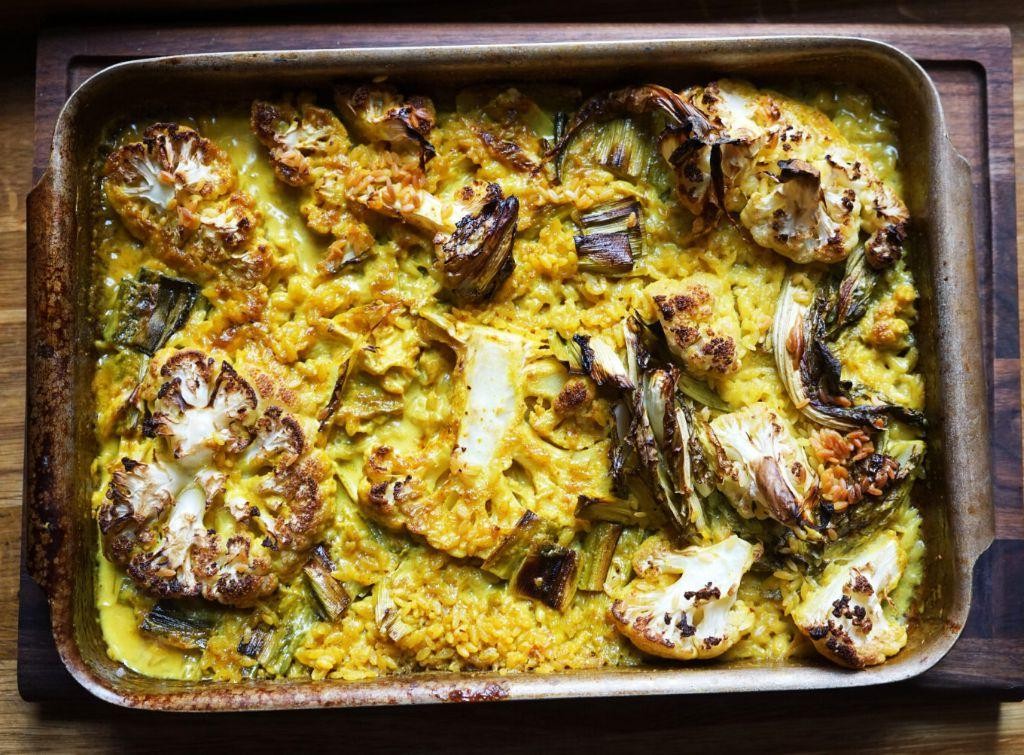 Curry-Spiced Vegan Orzo with Cauliflower