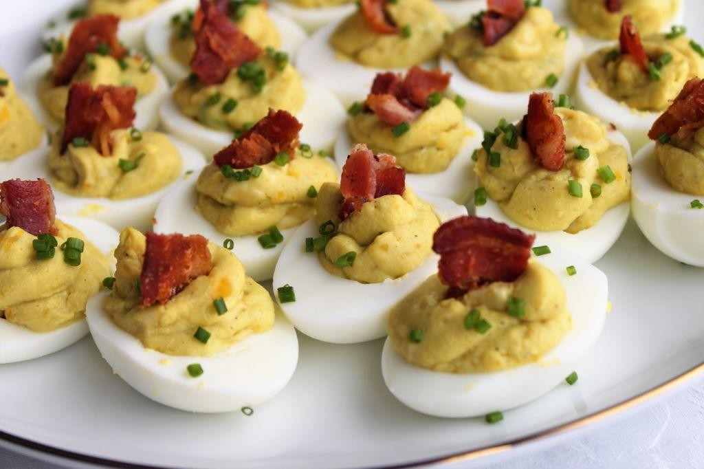 Deviled Eggs with Avocado and Bacon