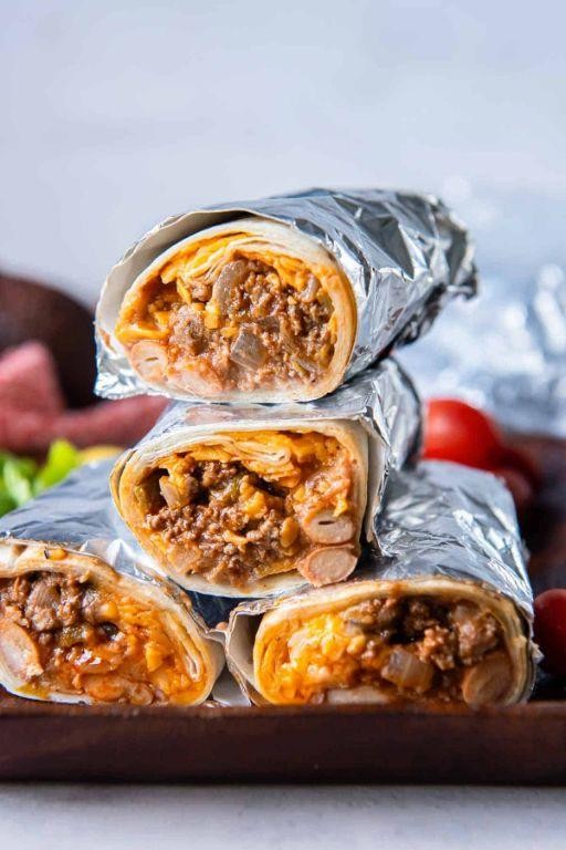 Diced Steak and Bean Burritos
