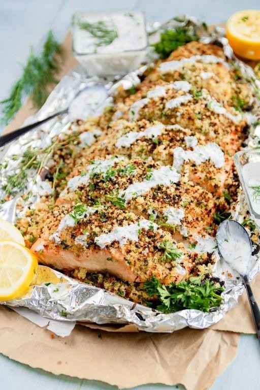 Dijon Herb Crusted Salmon in Foil