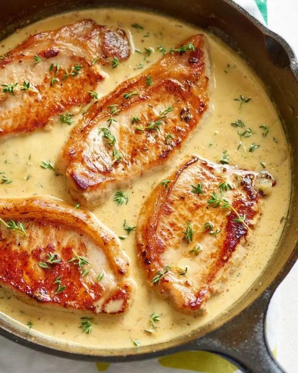 Dijon Mustard Pan Seared Pork Chops