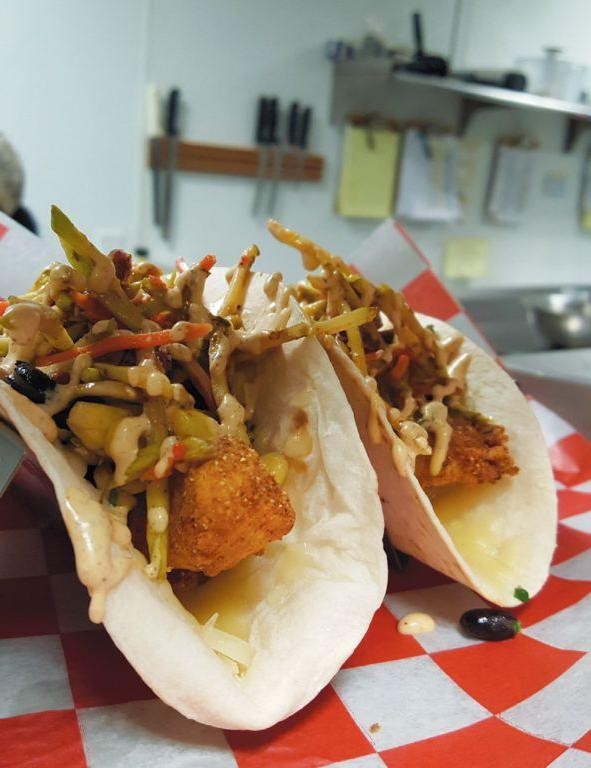 Dogfish Tacos with Spicy Slaw