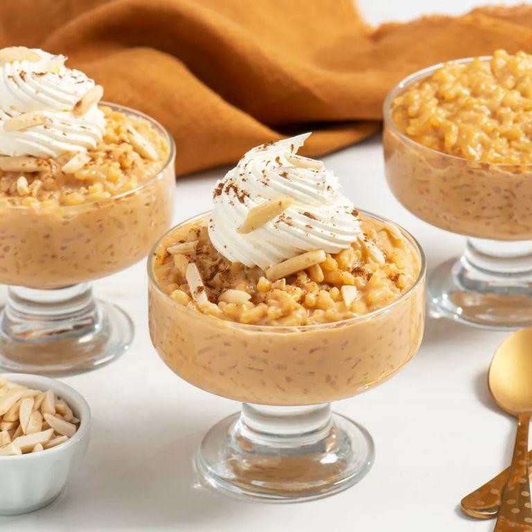 Dulce de Leche Rice Pudding with Toasted Almonds