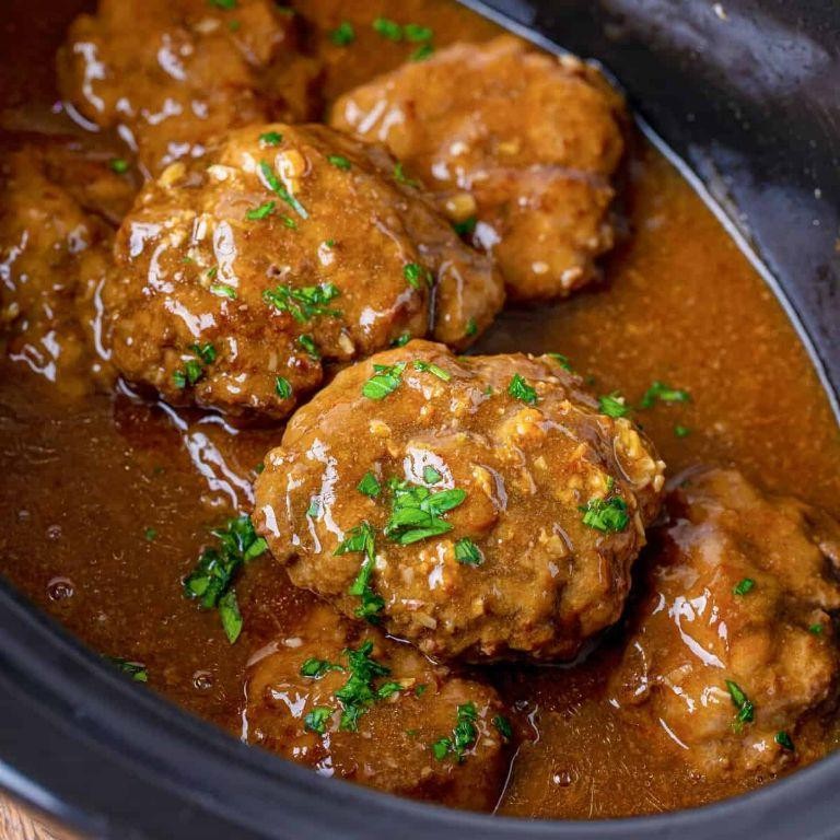 Easy Beef Salisbury Steak in the Slow Cooker