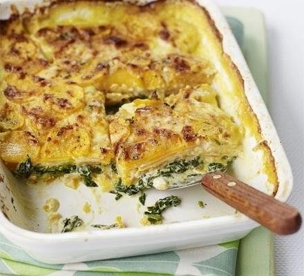 Easy Slow Cooker Sweet Potato and Spinach Gratin