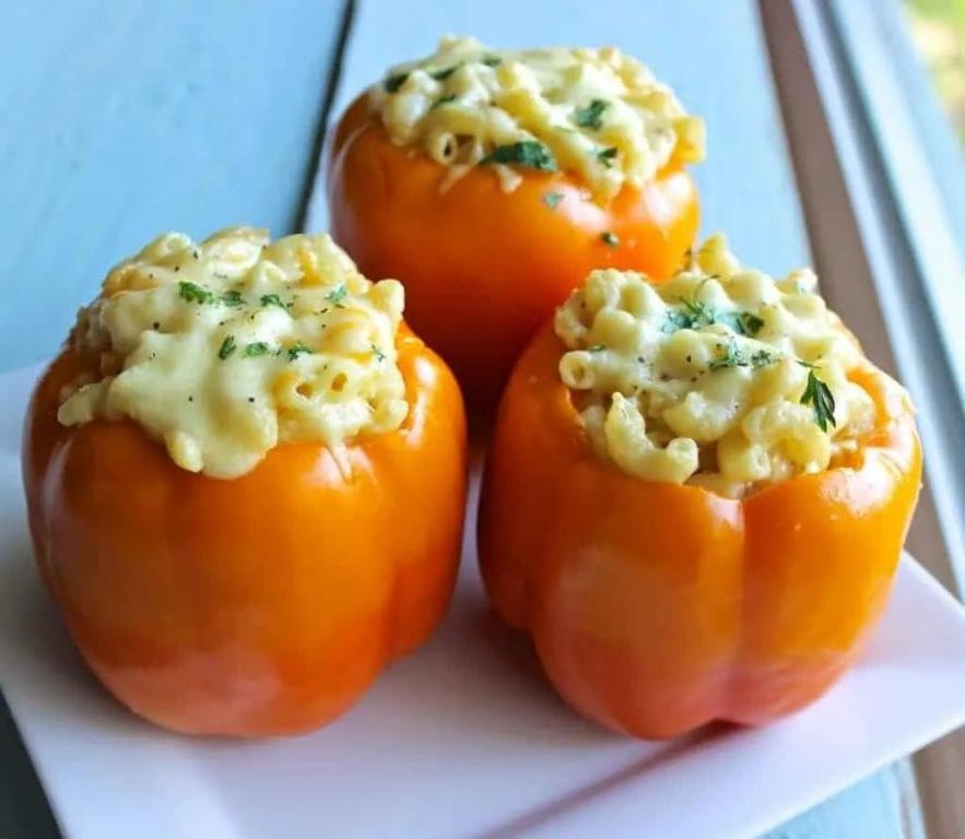 Egg Noodle and Cheese Stuffed Bell Peppers