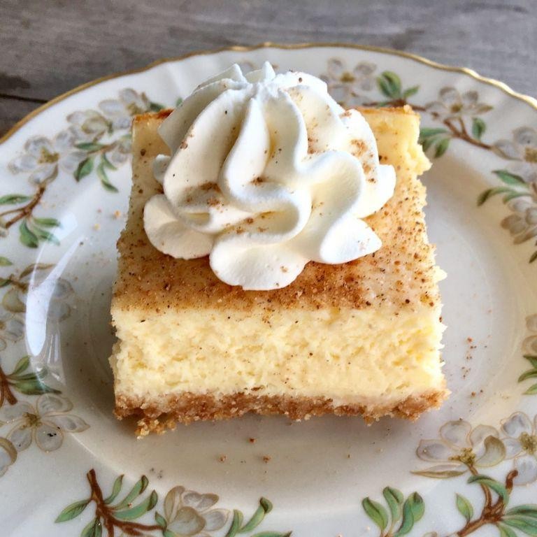Eggnog Cheesecake Bars with Nutmeg