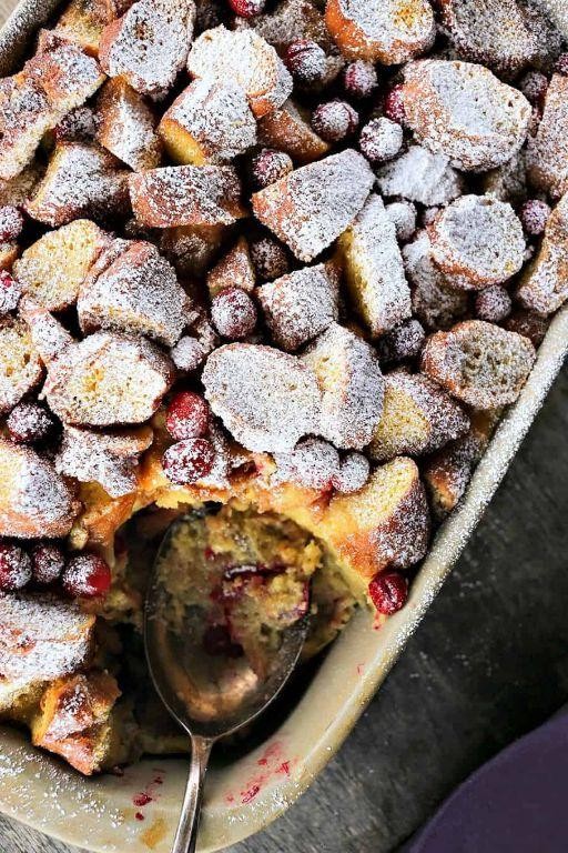 Eggnog and Cranberry Slow Cooker Bread Pudding