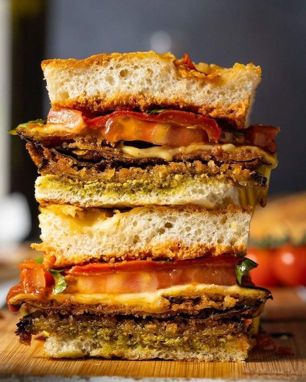 Eggplant Parmesan Focaccia Sandwich