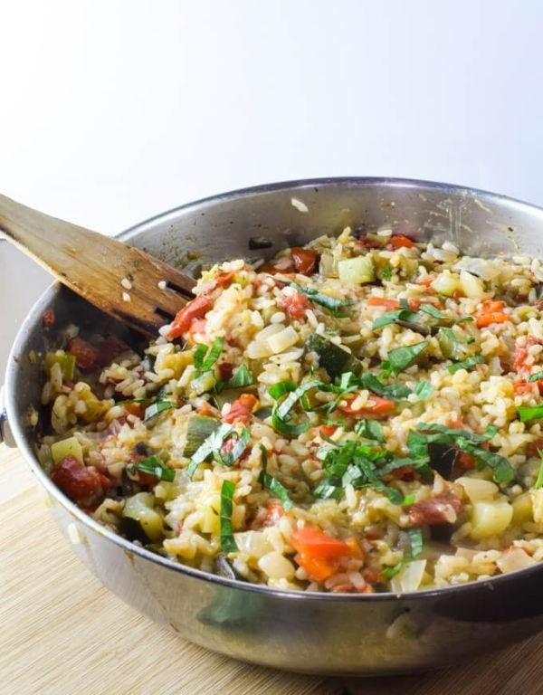 Eggplant and Bell Pepper Fried Rice