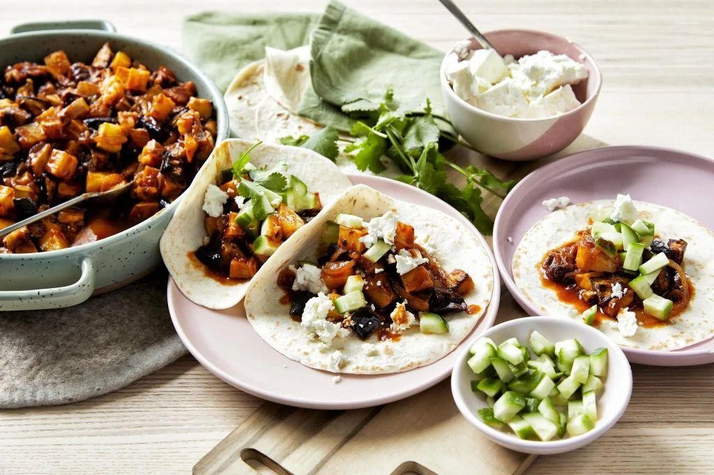 Eggplant and Feta Cheese Tacos