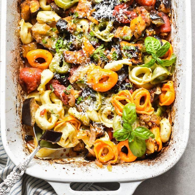 Eggplant and Feta Tortellini with Marinara Sauce