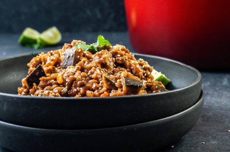 Eggplant and Lentil Tagine with Coriander