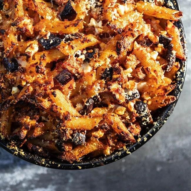 Eggplant and Olive Penne Pasta