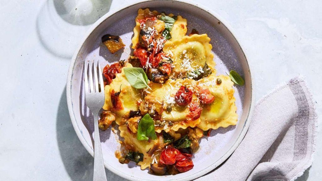 Eggplant and Roasted Red Pepper Ravioli