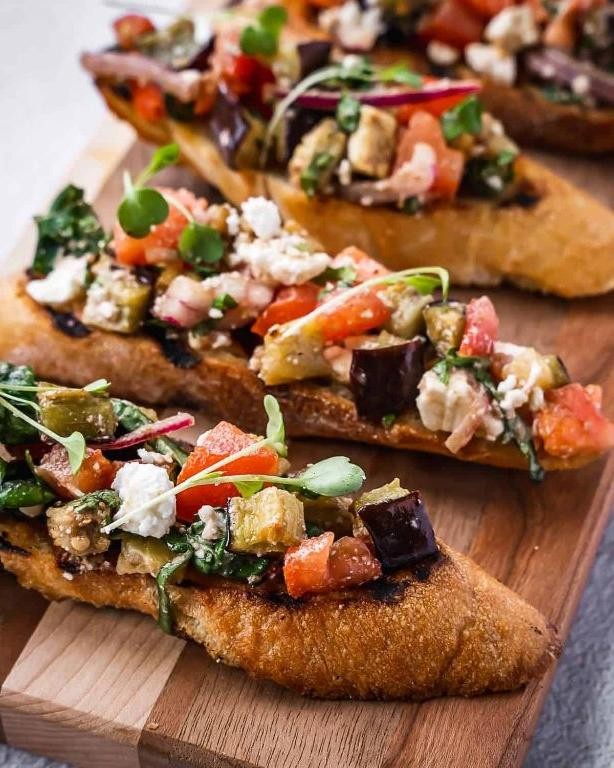 Eggplant and Tomato Bruschetta