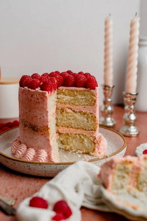 Elegant Raspberry and Champagne Chiffon Cake