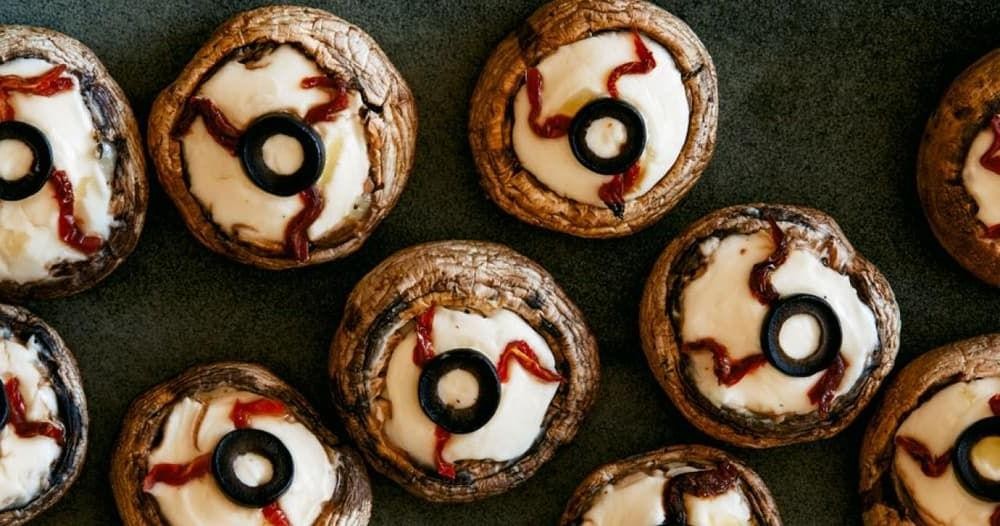 Eyeball Stuffed Mushrooms