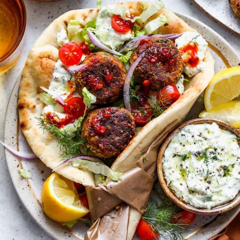 Falafel Gyros with Hummus Spread