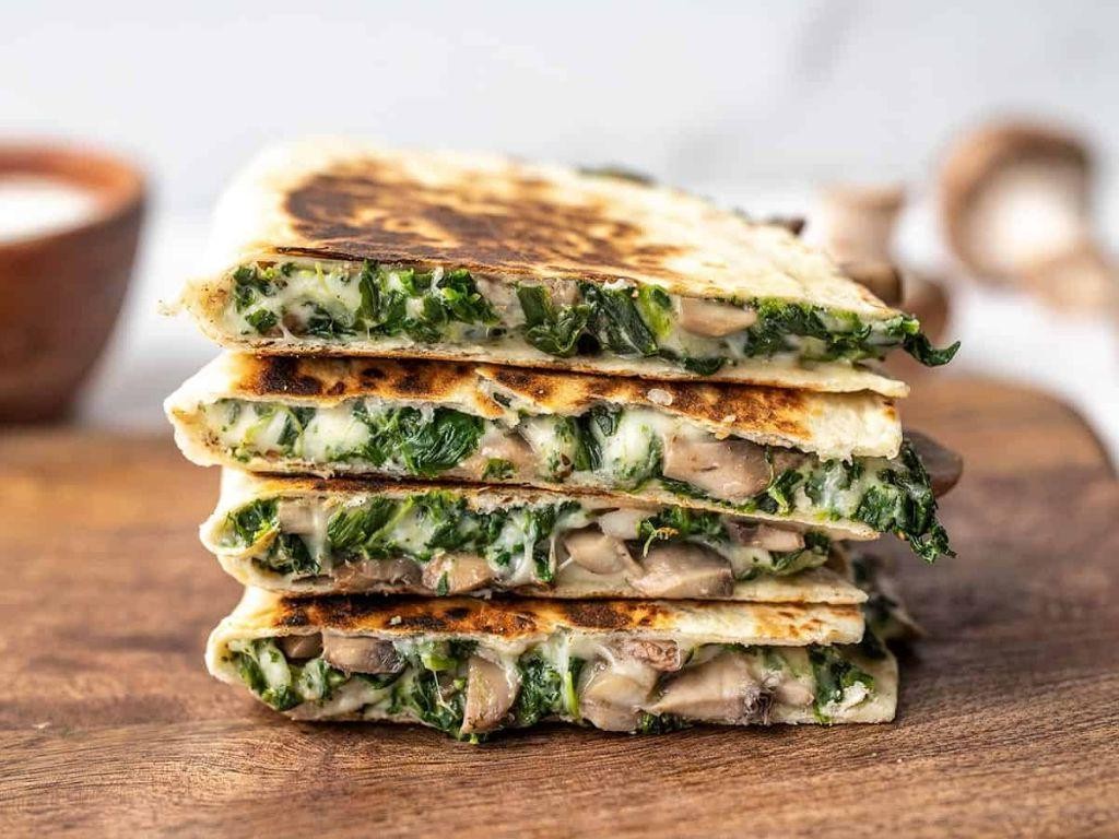 Fast Spinach and Mushroom Quesadillas