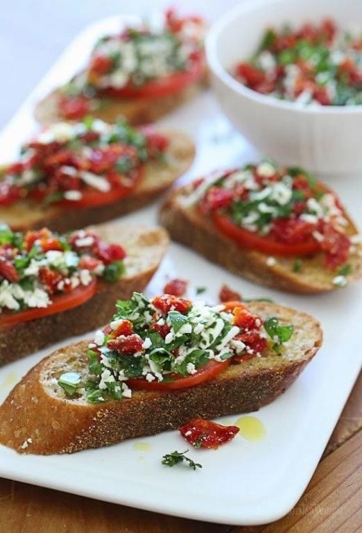 Feta and Sun-Dried Tomato Crostini