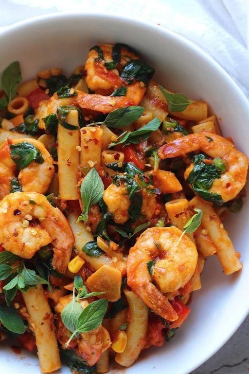 Fiery Shrimp and Spinach Pappardelle