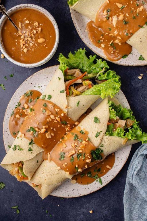 Filipino Vegetable Lumpia with Peanut Sauce