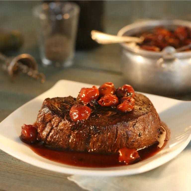 Fillet Steak with Cherry Reduction and Walnuts