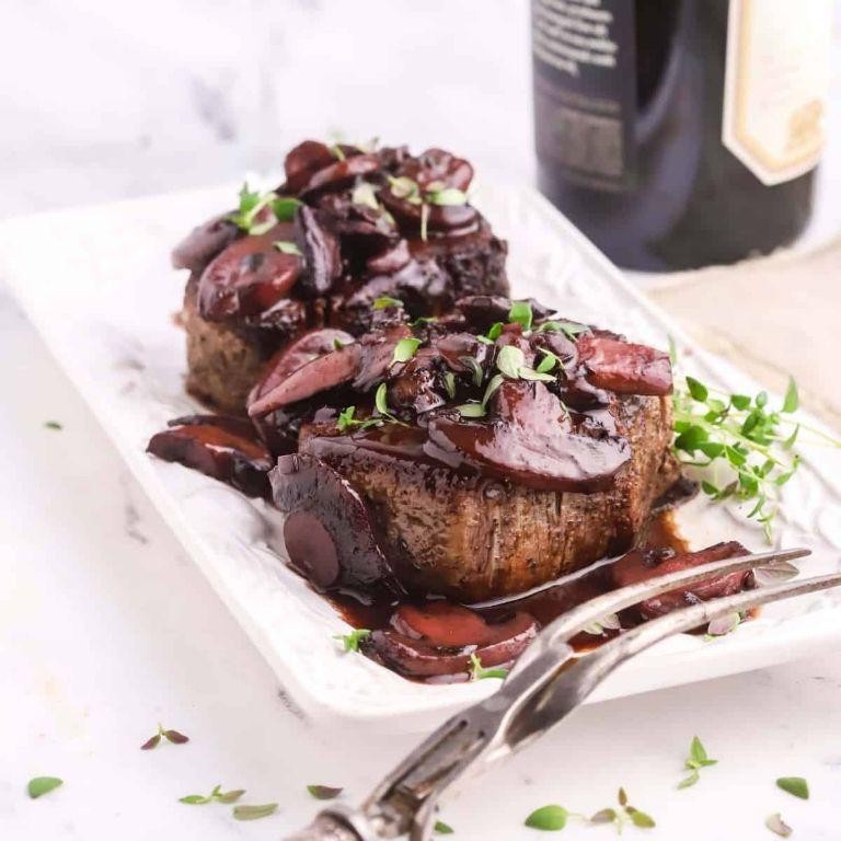 Fillet Steak with Red Wine Mushroom Sauce