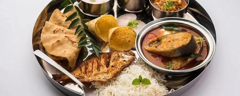 Fish Curry with Steamed Rice Thali