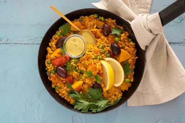 Fish Saffron Rice with Roasted Vegetables